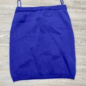 Vintage Accent Cable Knit Fuzzy Angora Wool Y2K 90s Preppy Indie Pencil Skirt L